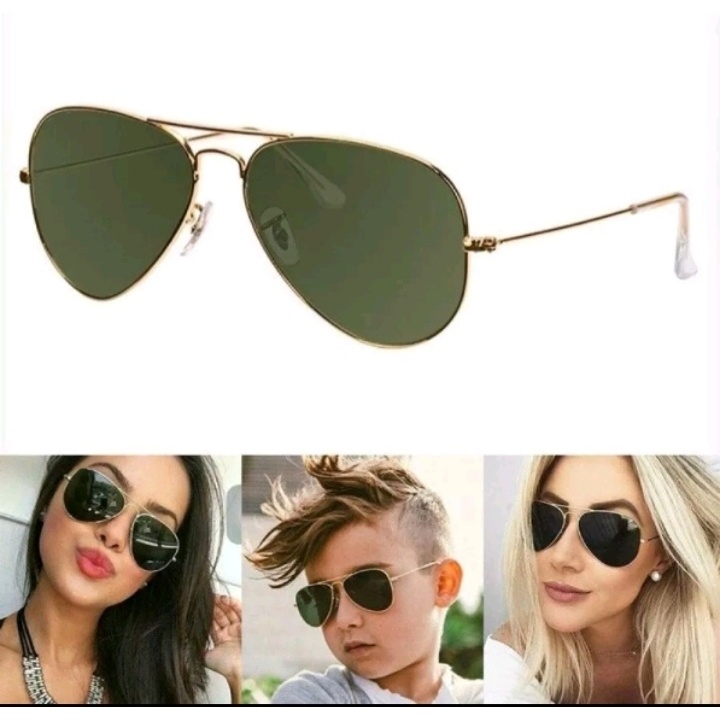 Óculos De Sol Aviador Dourado Verde G15 Clássico Proteção UV400 Lentes Cristal Alta Qualidade