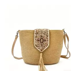 Bolsa de férias na praia, bolsa mensageiro com corrente de palha, bolsa de ombro cyc-8039