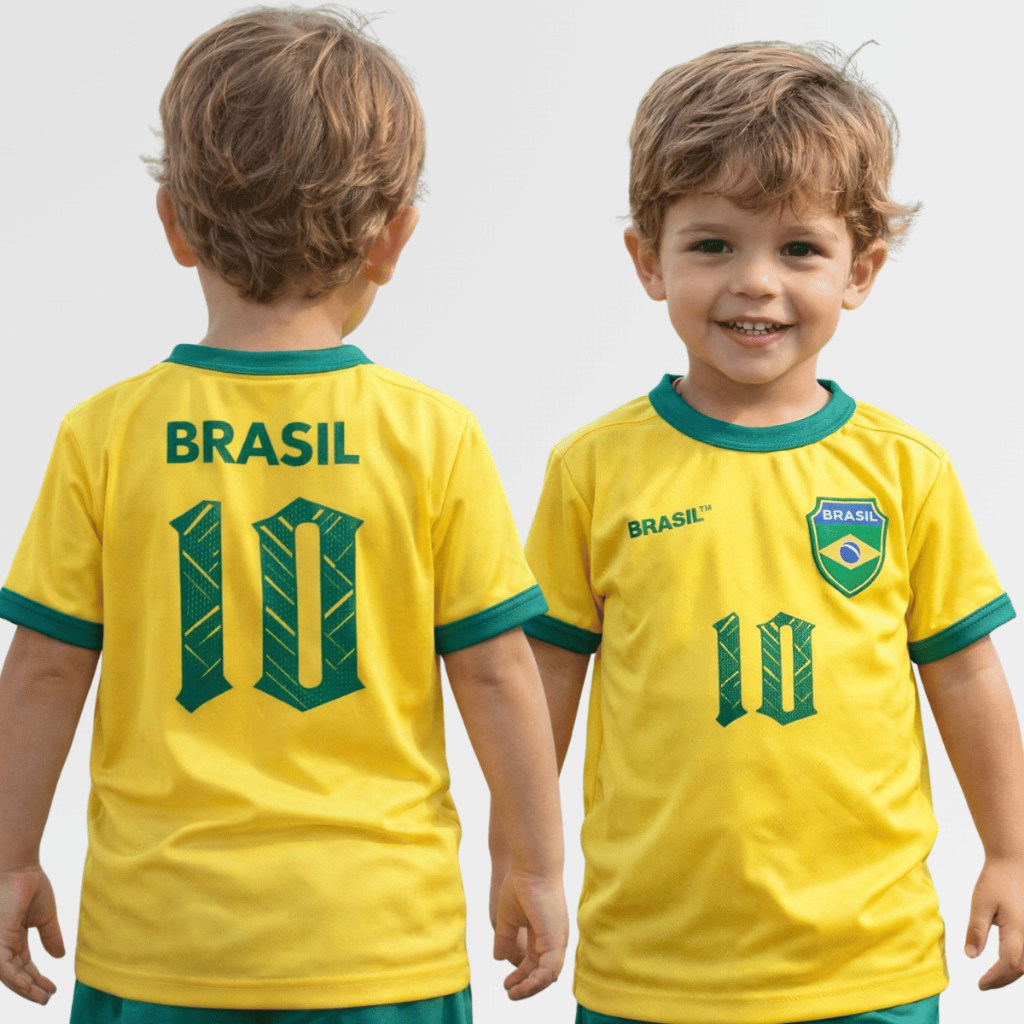 Camisa Infantil Brasil Unissex Torcedor Bandeira Brasileira Menino Menina Manga Curta