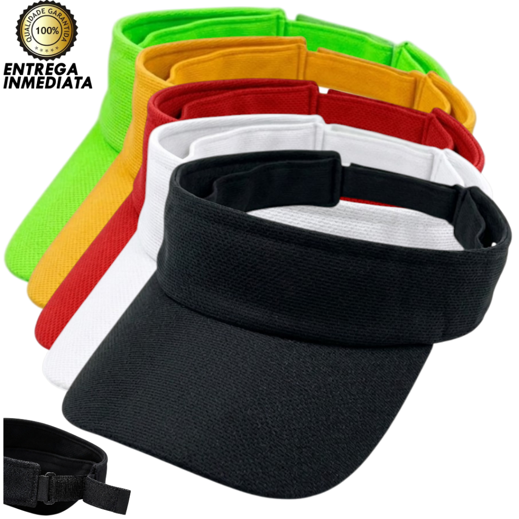 Kit 2 Viseiras Lisa Dry Fit Corrida Praia Caminhada Proteção UV Ajustável Boné Esporte Masculina e Feminino... em Oferta na Shopee