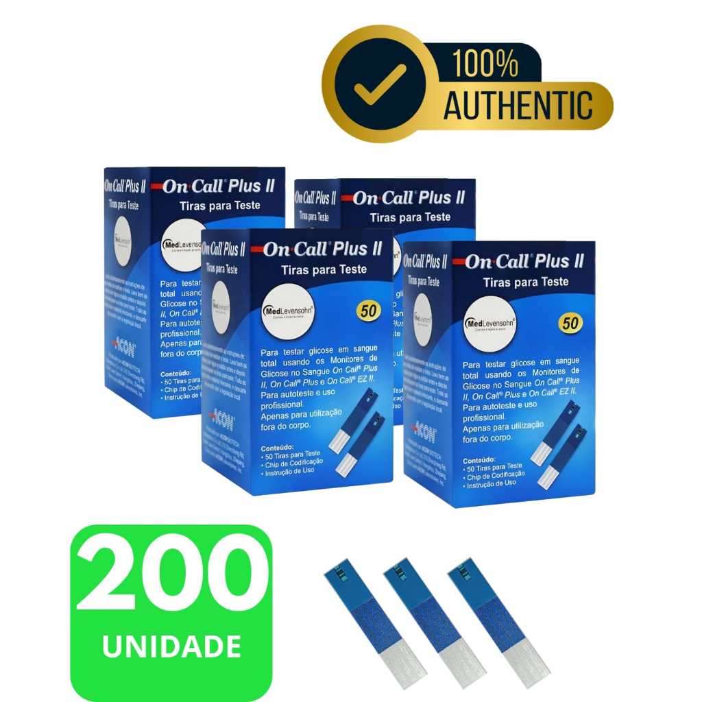 200 Tiras De Glicemia On Call Plus II /Reagentes de Glicose On Call Pluss
