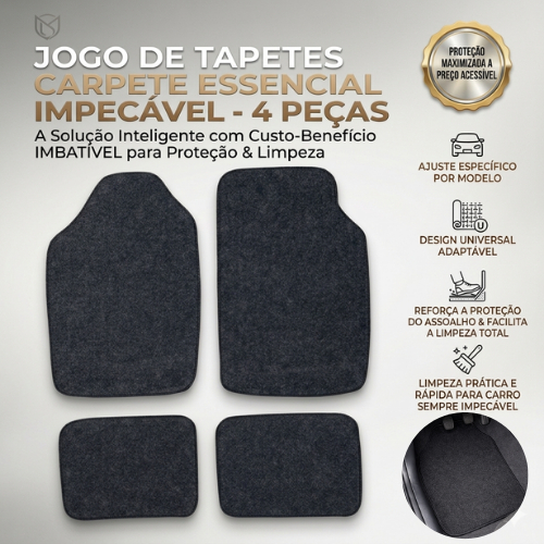 Jogo de Tapetes Automotivos Carpete Universal 4 Peças Preto Para Carro Proteção Assoalho Limpeza Prática Promoção Oferta