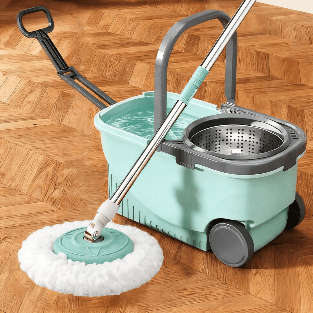 GM Bear Mop Giratório Cesto Inox Com Rodas 14L  Esfregão Esfreguette Para Cuidado da Casa