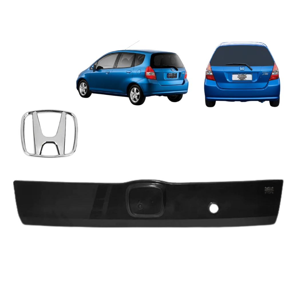 Friso Moldura Tampa Porta Mala Traseira Honda Fit 2003 2004 2005 2006 2007 A 2008 Com Emblema