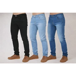 Kit Calças Jeans Masculina Slim Com Lycra Elastano Premium - Três Tons