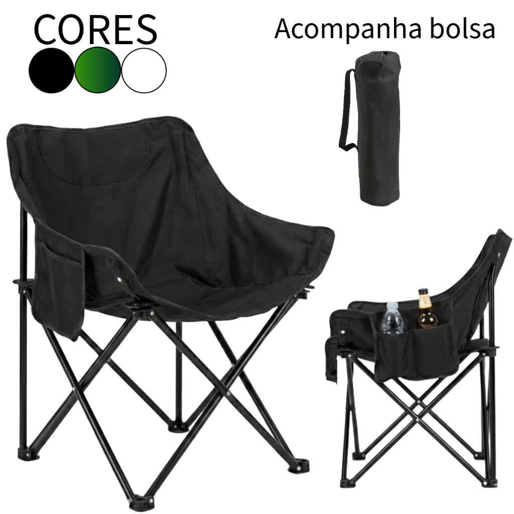 Cadeira Dobrável Portátil Para Pesca Camping Praia Jardim Com Bolsa de Transporte 150kg