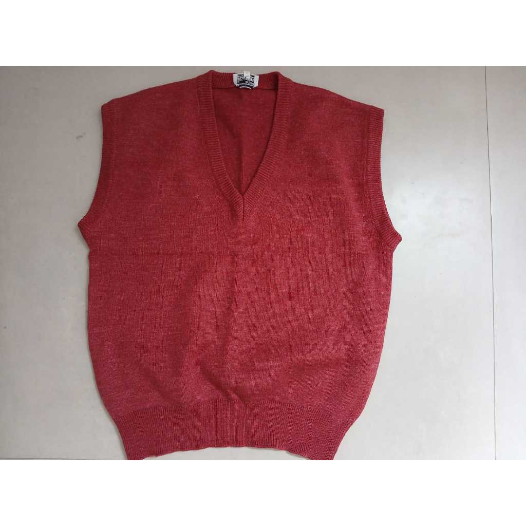 colete M vintage de linha pullover suéter antigo cor terrosa telha vermelho escuro anos 70 seminovo masculino