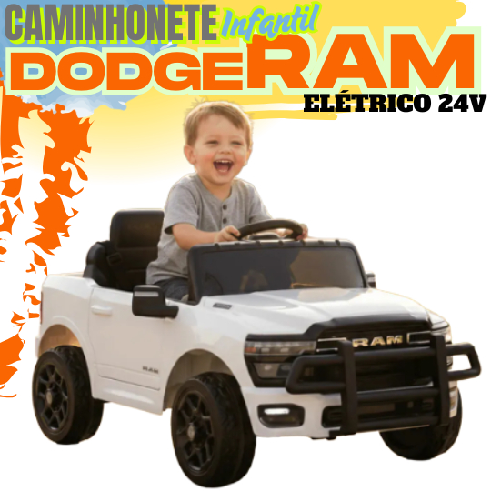 CARRO ELÉTRICO INFANTIL CAMINHONETE DODGE RAM 24V C/ CONTROLE REMOTO.