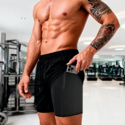 Shorts Bermuda 2 Em 1 Sandrini Masculino Compressão Sport