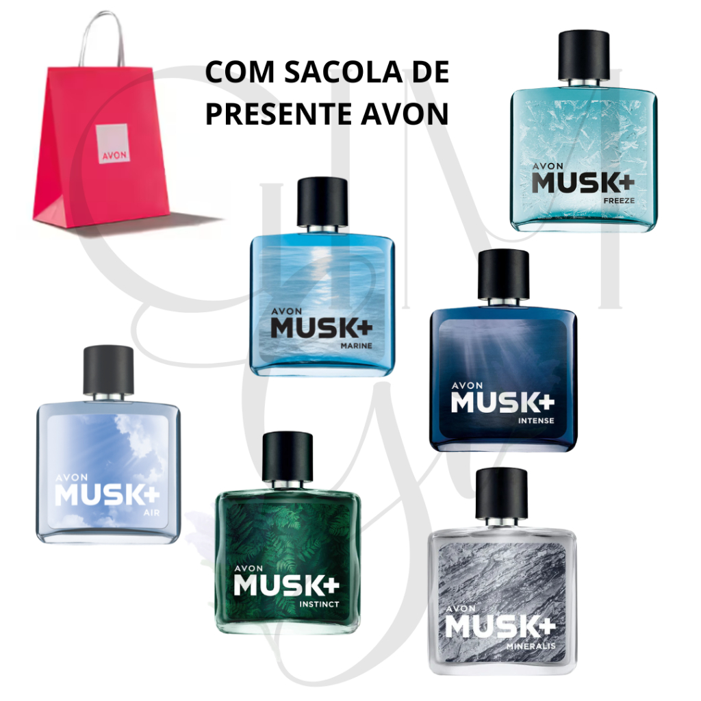 Musk+ Marine Intense Air Freeze Instinct Mineralis Deo Colônia. Perfume Masculino Original Avon.