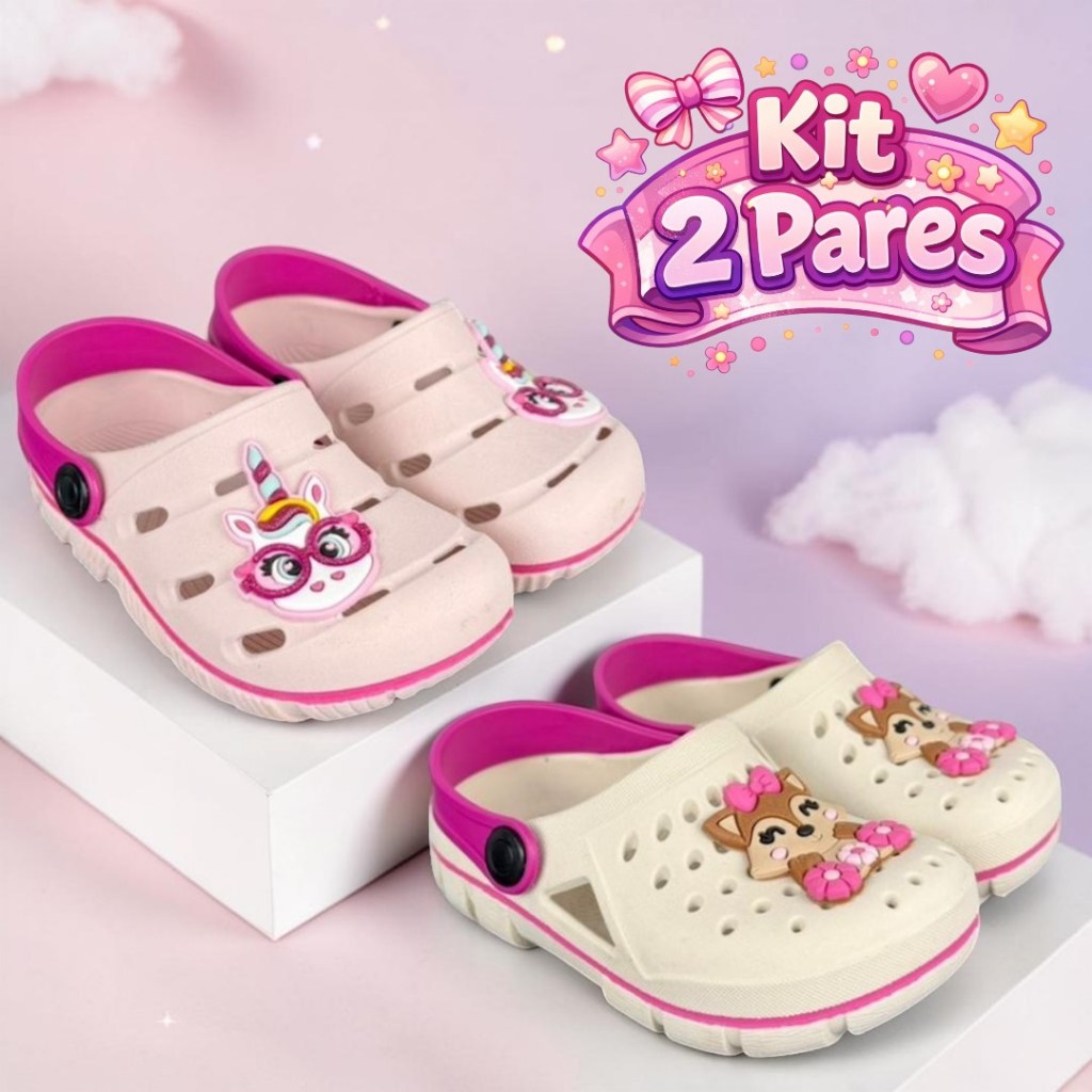 Kit 2 Pares Babuche Infantil Menina Leve e Delicado