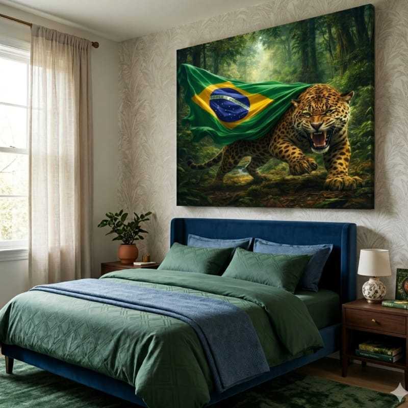 Quadro Decorativo 1 peça 110x80  O Guardiao Bandeira brasileira