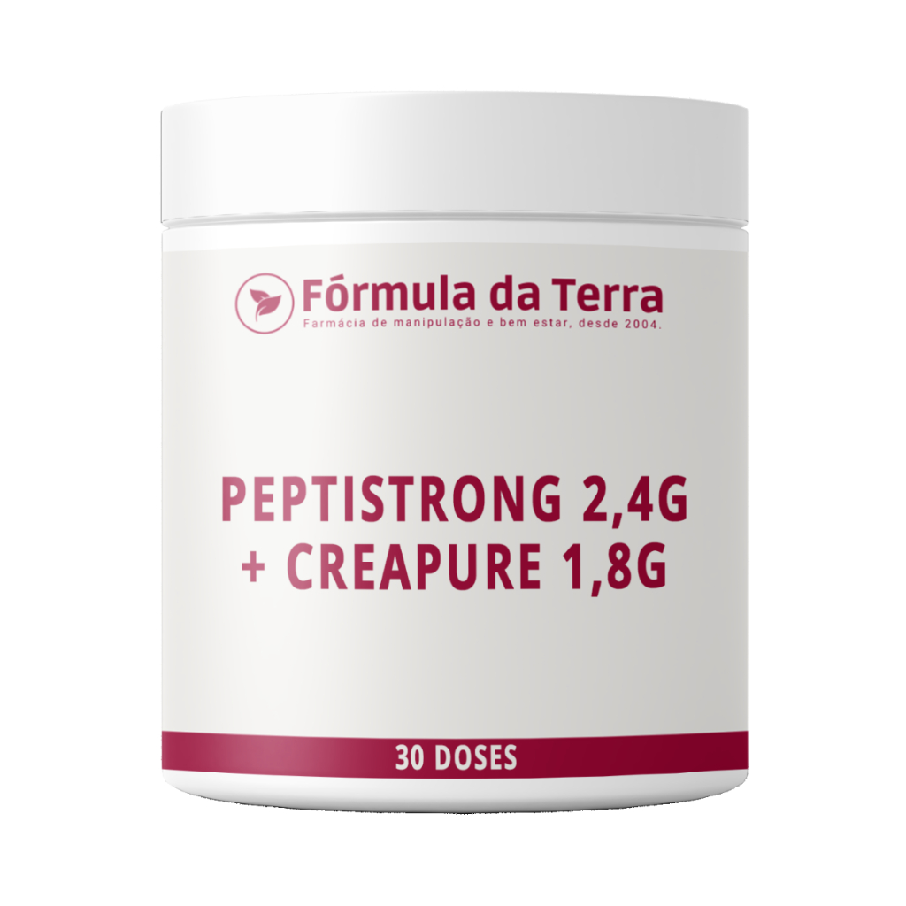 PeptiStrong® 2,4g + Creatina Creapure® 1,8g – 30 Doses Força, Desempenho e Massa Muscular Sem Sabor