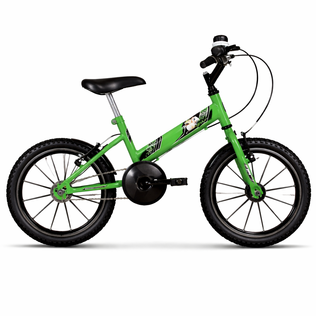Bicicleta Infantil Ultra bike T Aro 16 Menino Verde KW Preto  Rodinha Para Lama Buzina  Criança