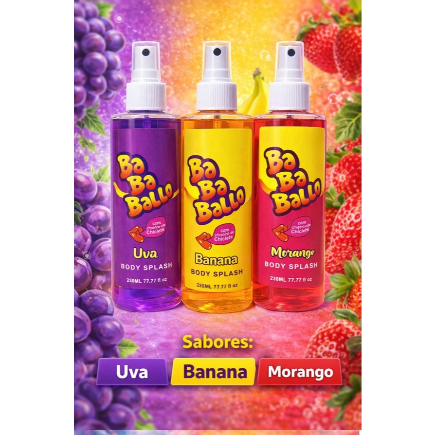 KIT com 2 unidades de Body Splash Corporal com Cheirinho de Chiclete 230ml em Oferta na Shopee