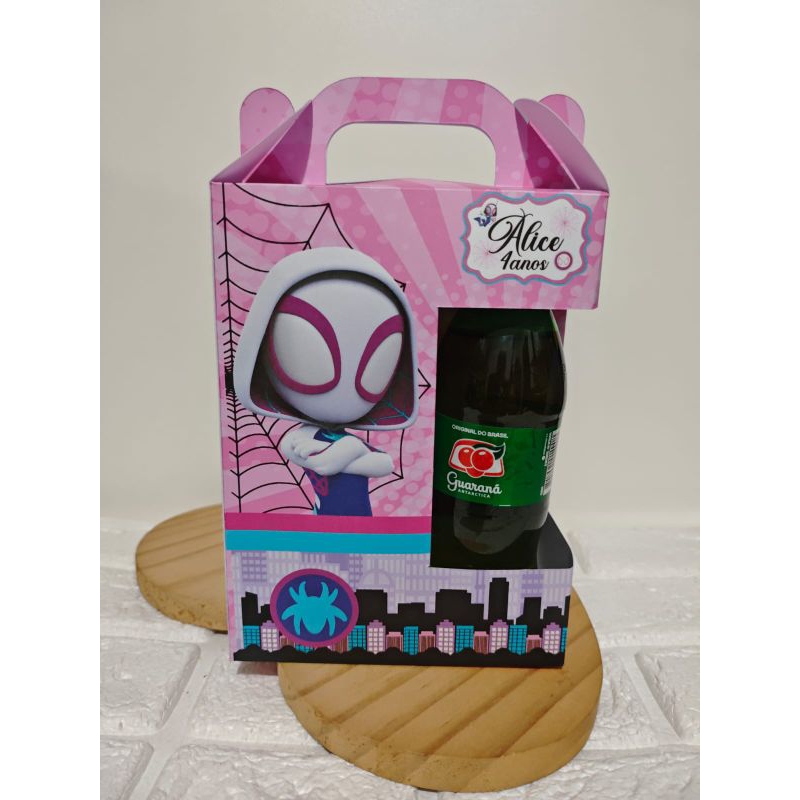 10 a 30 Caixa Maleta porta refrigerante Mulher aranha - aniversário - Lembrancinha - PEGUE E MONTE - decoração de festa
