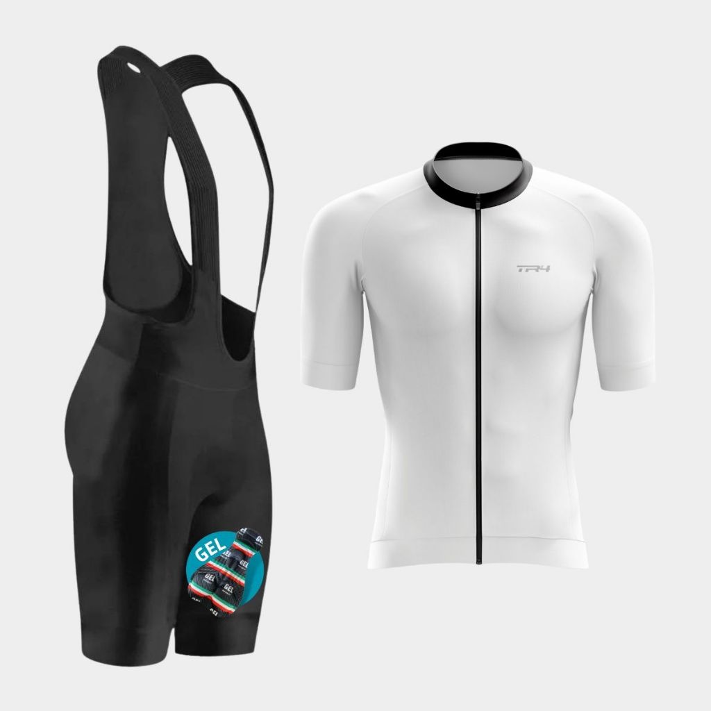 Conjunto Masculino Homem Ciclismo Camisa Premium Zíper Total Elte Bretelle Forro Gel Bike Pedal Mtb
