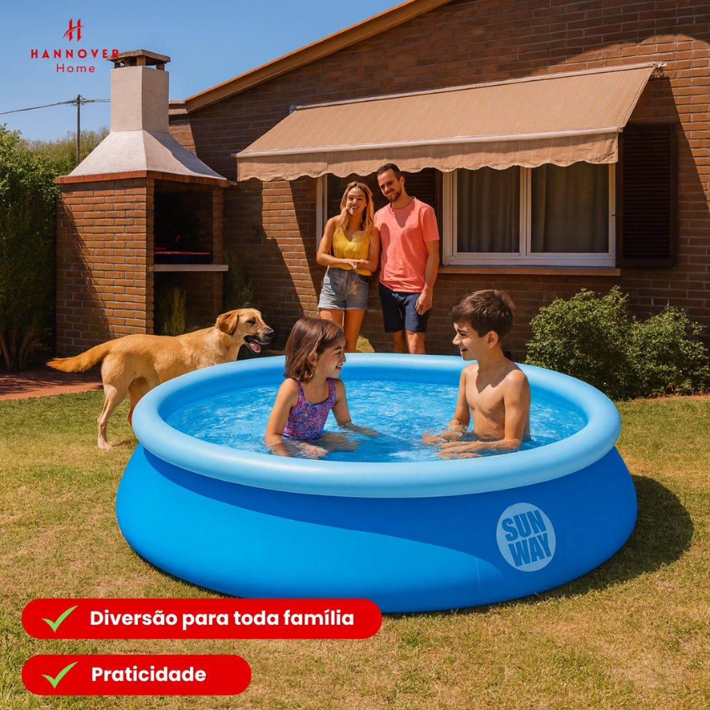 Piscina Inflável 1000 Litros Redonda Família Grande Sun Way em Oferta na Shopee