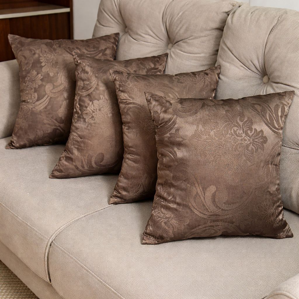 4 Almofadas de jaquard cheias com ziper 45x45 decorativa para sala e quarto envio já