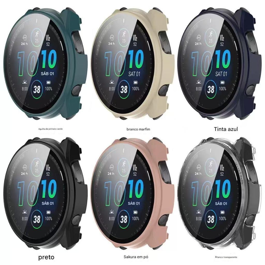 Capa Case protetora para smartwatch Garmin Forerunner 165 com tela.