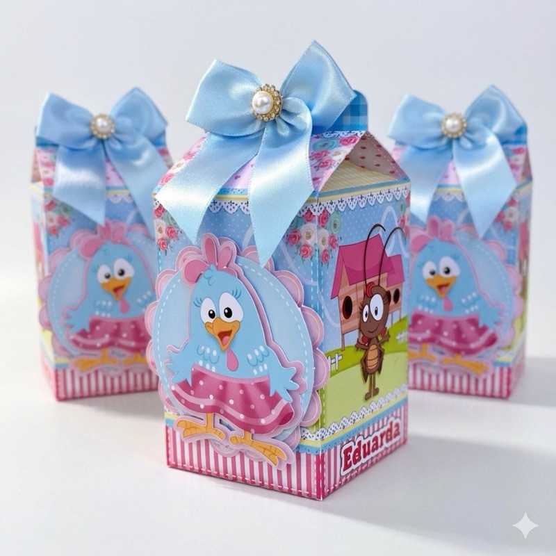 Kit Caixa Milk Galinha Pintadinha  (10, 20 ou 30 un) Luxo  Personalizada Nome - Papel Fotográfico Brilho