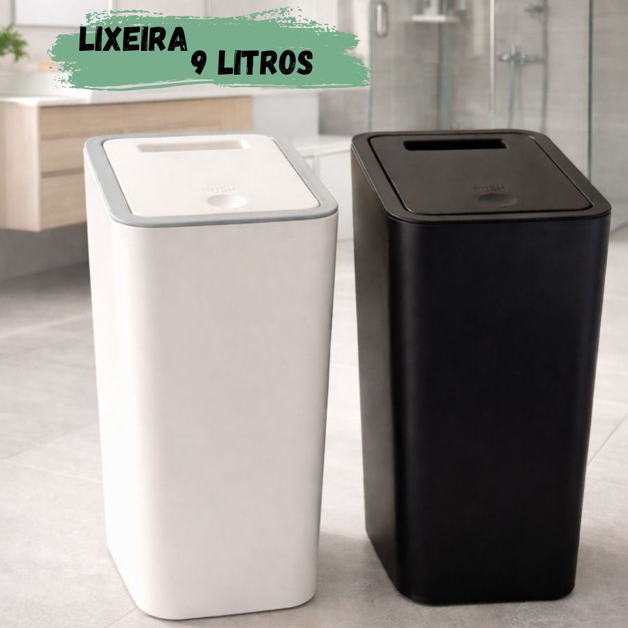 Lixeira Cesto Tampa Clink Banheiro Cozinha 9 Litros Escritorio