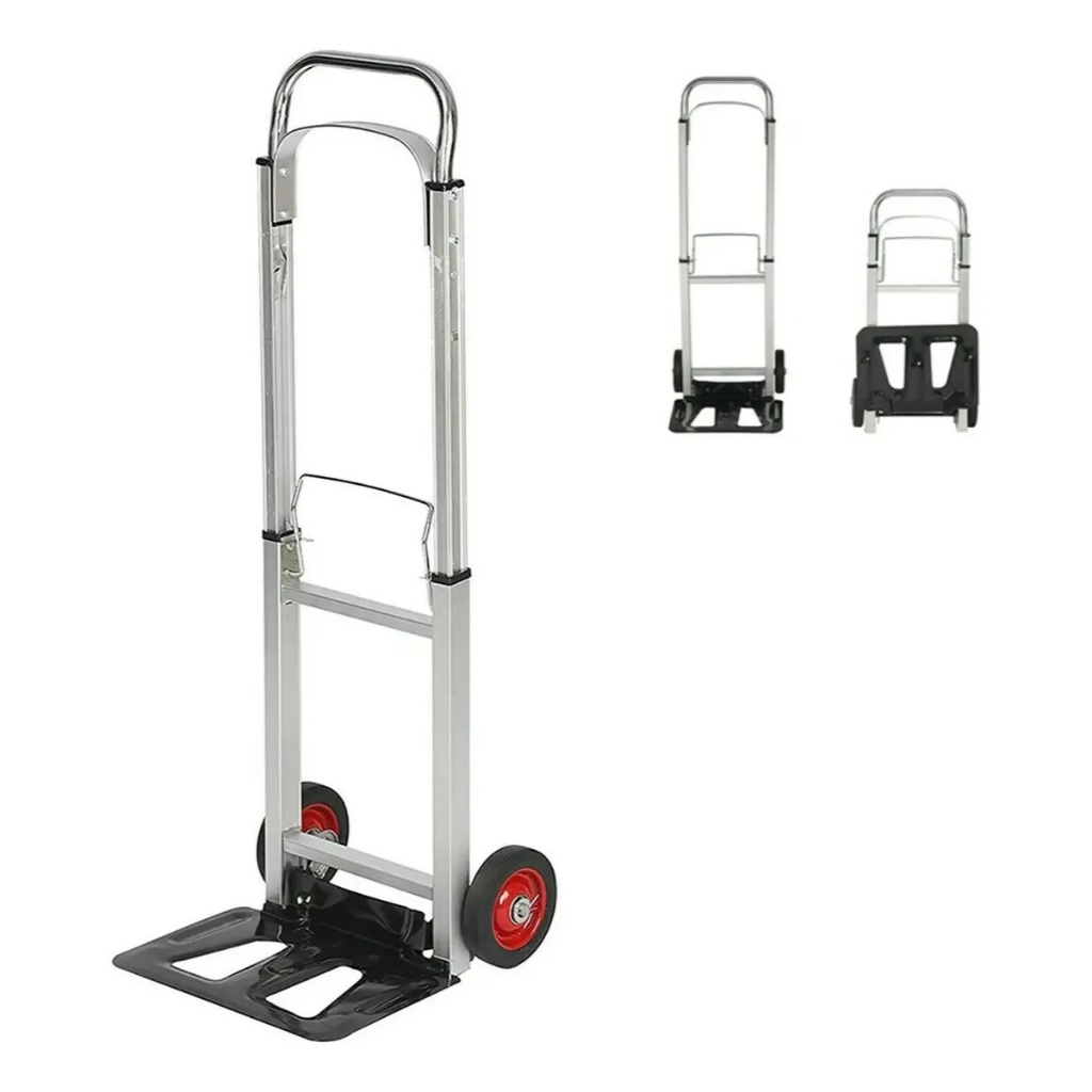 Carrinho de Carga Compras Trabalho Portátil Dobrável Rodinhas Compacto Aluminio Resistente 100kg