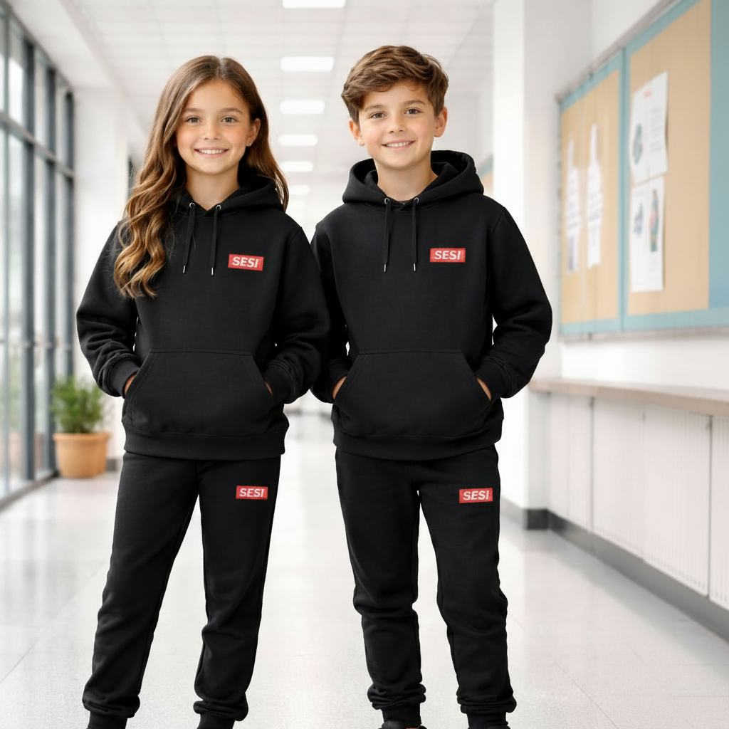Conjunto de Moletom Blusa Canguru e Calça Flanelado Infantil Menino Menina Frio casaco unissex quentinho 6 ao 16 escolar
