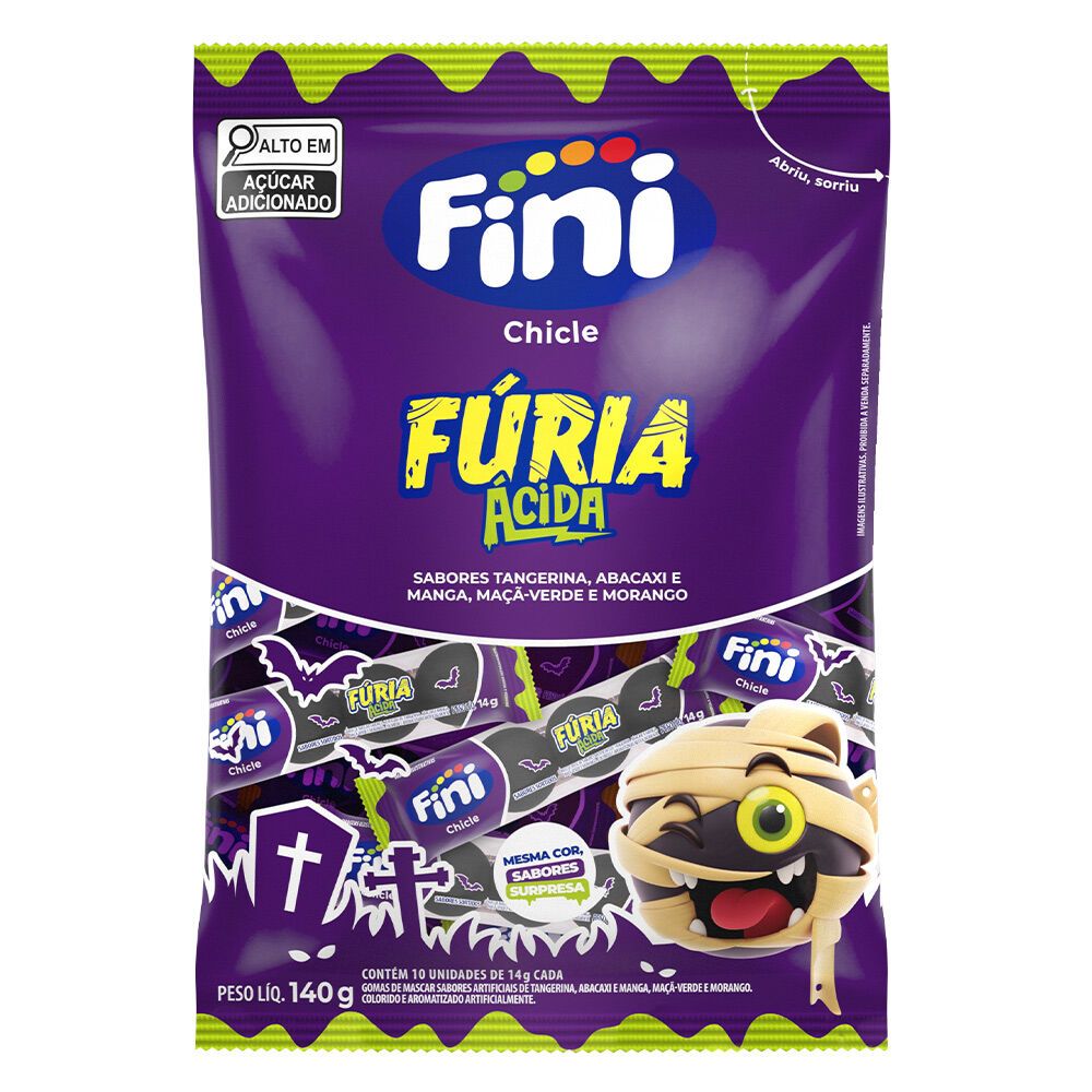 Chicle Fúria Ácida Halloween Pacote 140g Fini
