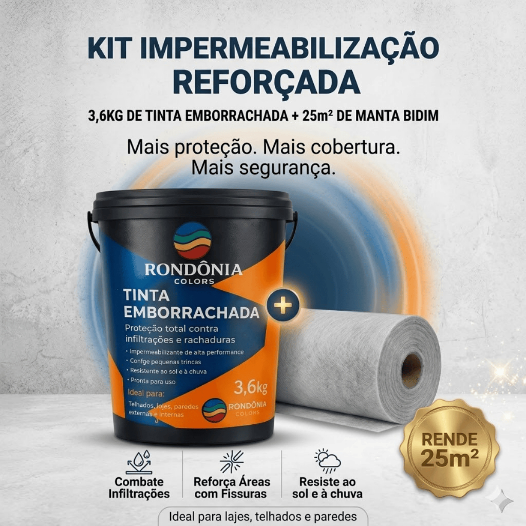 Kit Manta Emborrachada 3.6kg + Manta Bidim 25m² Impermeabilizante Anti Umidade Proteção Laje Telha