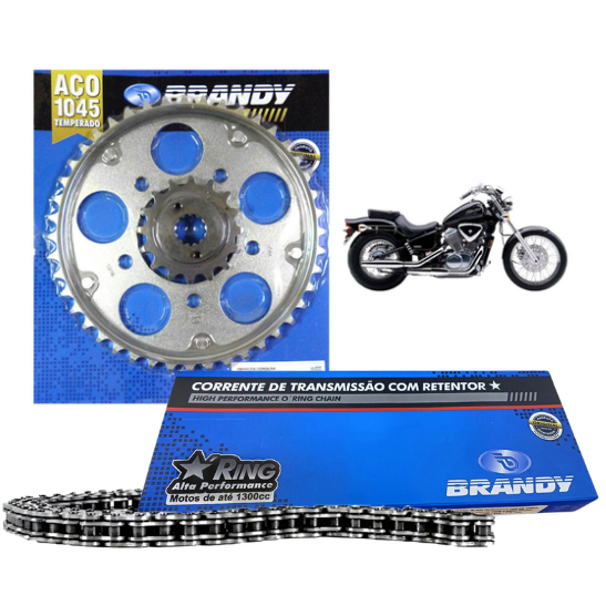 Kit Relação Completo 525x120L Para Moto Honda Vt 600 Shadow - Brandy