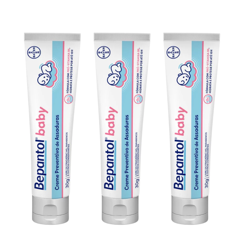 Kit com 3 Cremes Pomada de Assadura 30gr Cada - Bepantol