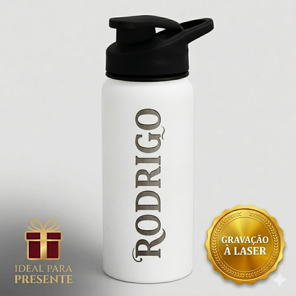 Garrafa Squeeze 650ml Alumínio Com Nome Gravado Laser Personalizável Presente Criativo Unissex