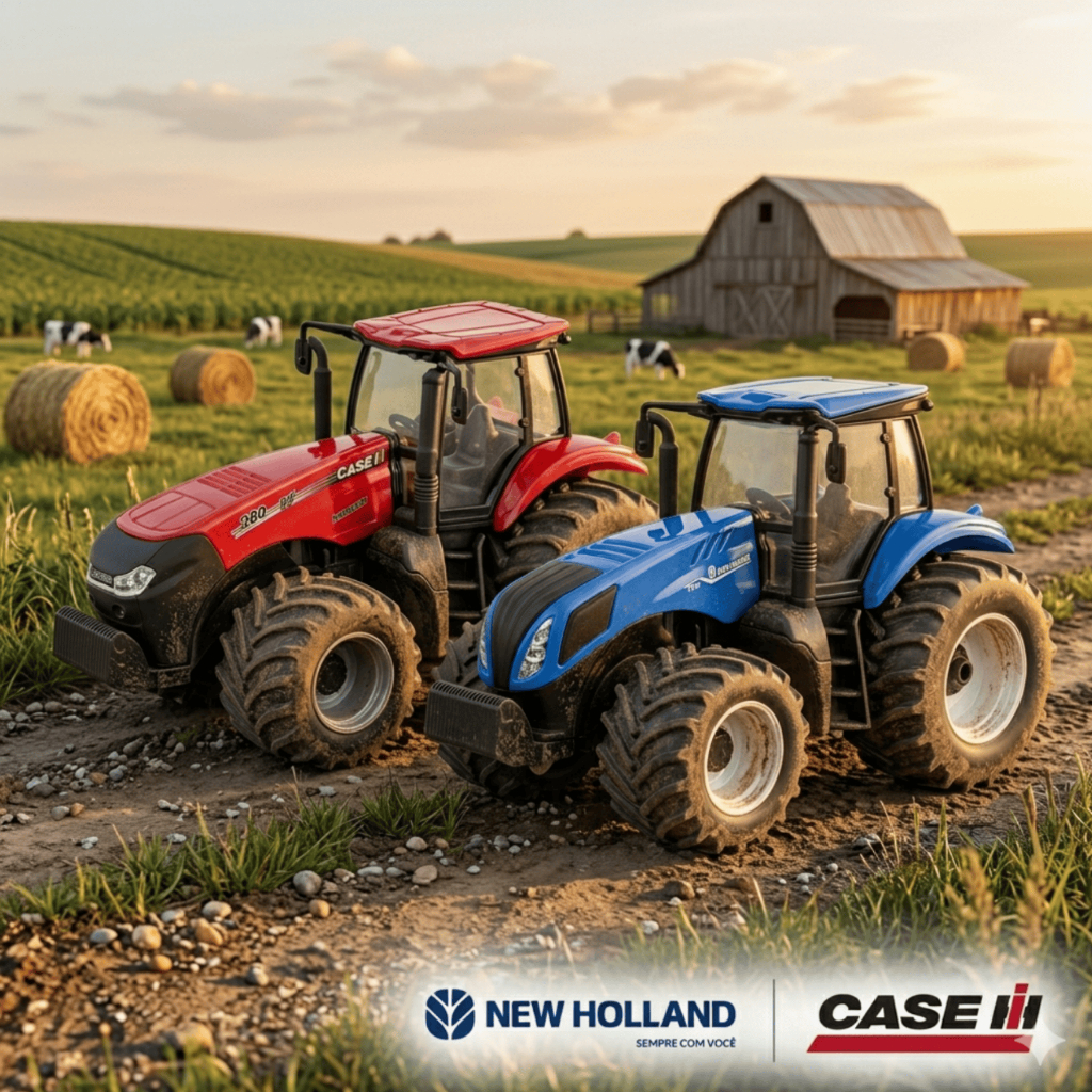 Kit Trator T8 New Holland Agriculture + Trator Magnum Case 380 Brinquedo Miniatura