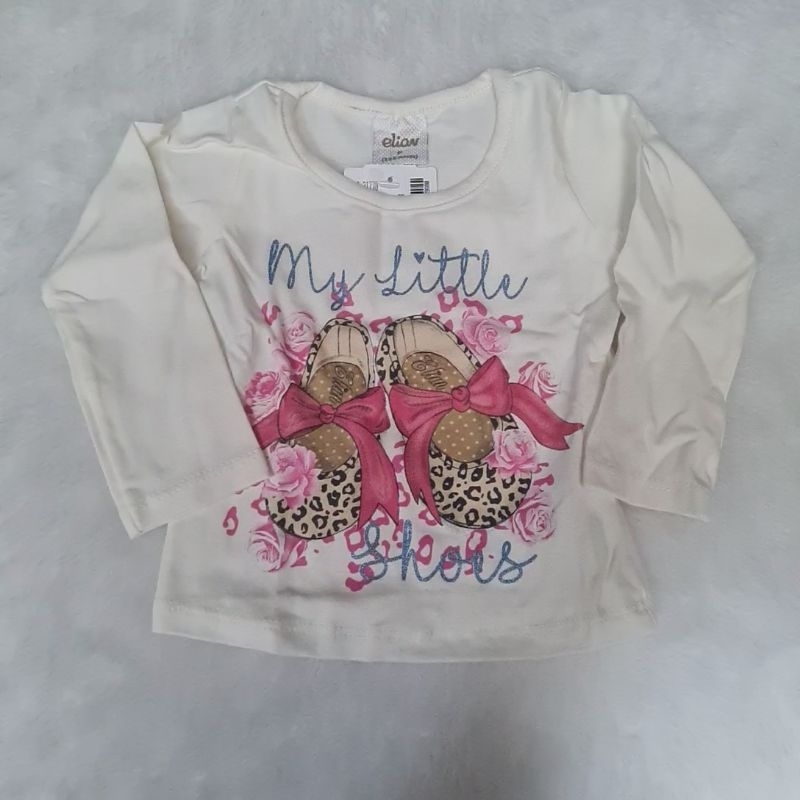 Camisa Manga Longa Branca Menina Bebê