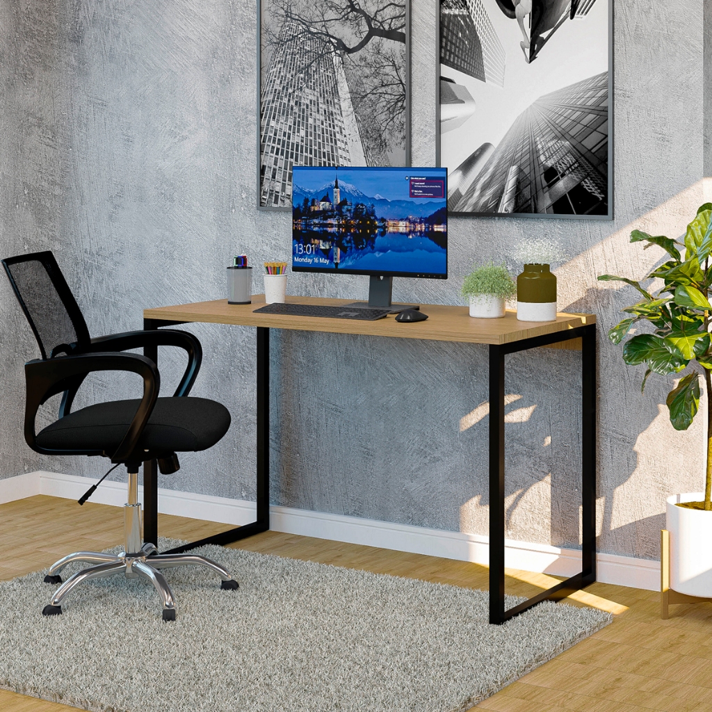 Mesa Para Computador Escrivaninha Industrial Home Office Escritório Quarto 90 e 120cm em Oferta na Shopee