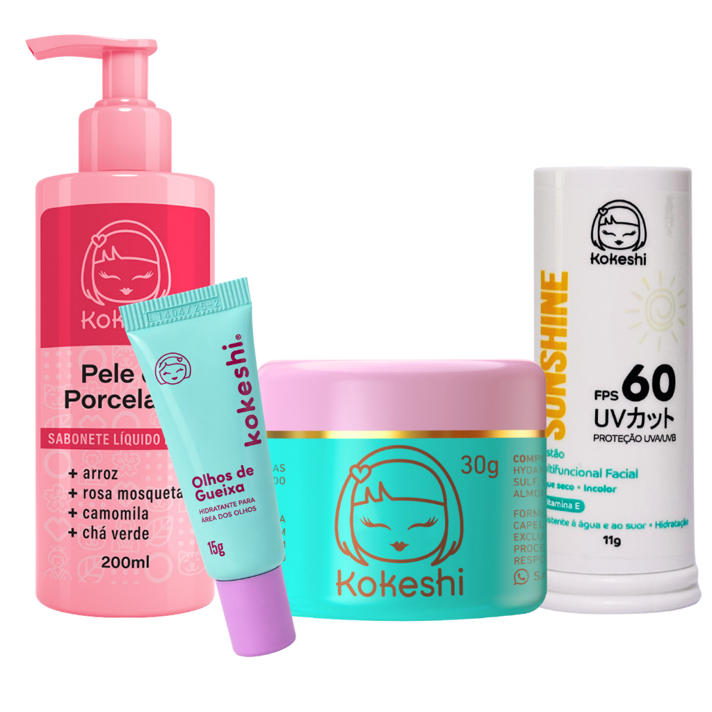 Kit Bastão Facial FPS60 Sabonete Renovadores Pele Kokeshi