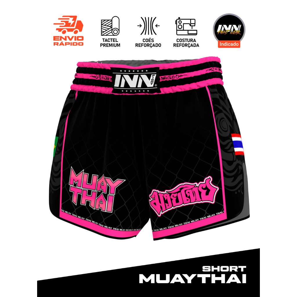 Short Muay Thai Champion Pink Barong Unissex