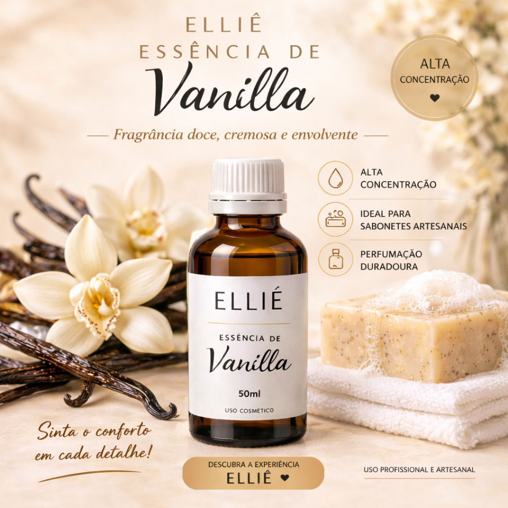 Essências Lipossolúveis 50ml ELLIÊ Alta Concentração Para Sabonetes, cremes e Cosméticos artesanais