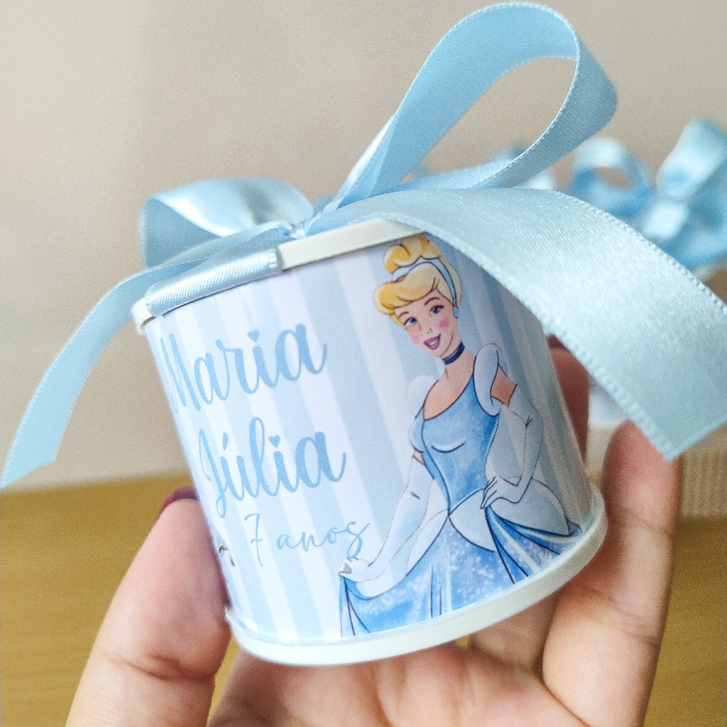 Lembrancinha Personalizada Cinderela | Kit Tubolata 5x6 | Festa Infantil | Aniversário | Maternidade