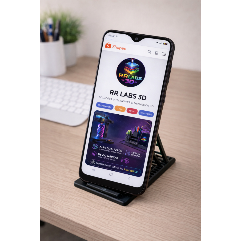 Suporte de Celular e Tablet Universal Ajustável Dobrável – Compacto, Resistente e Ideal para Mesa ou Escritório