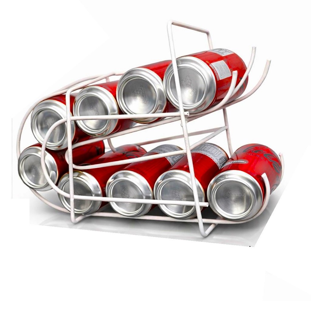 Porta Suporte Organizador Geladeira Armário 10 Latas Aço Latinhas Refrigerante Aramado Branco