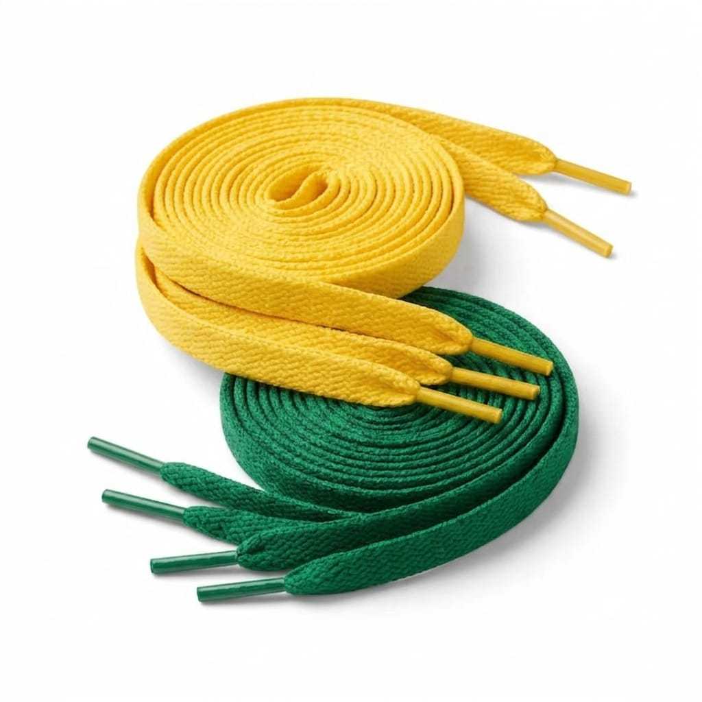 Kit Do Hexa 2 Pares De Cadarço Brasil Verde e Amarelo Atacador Tradicional Achatado 120cm Copa do Mundo 2026