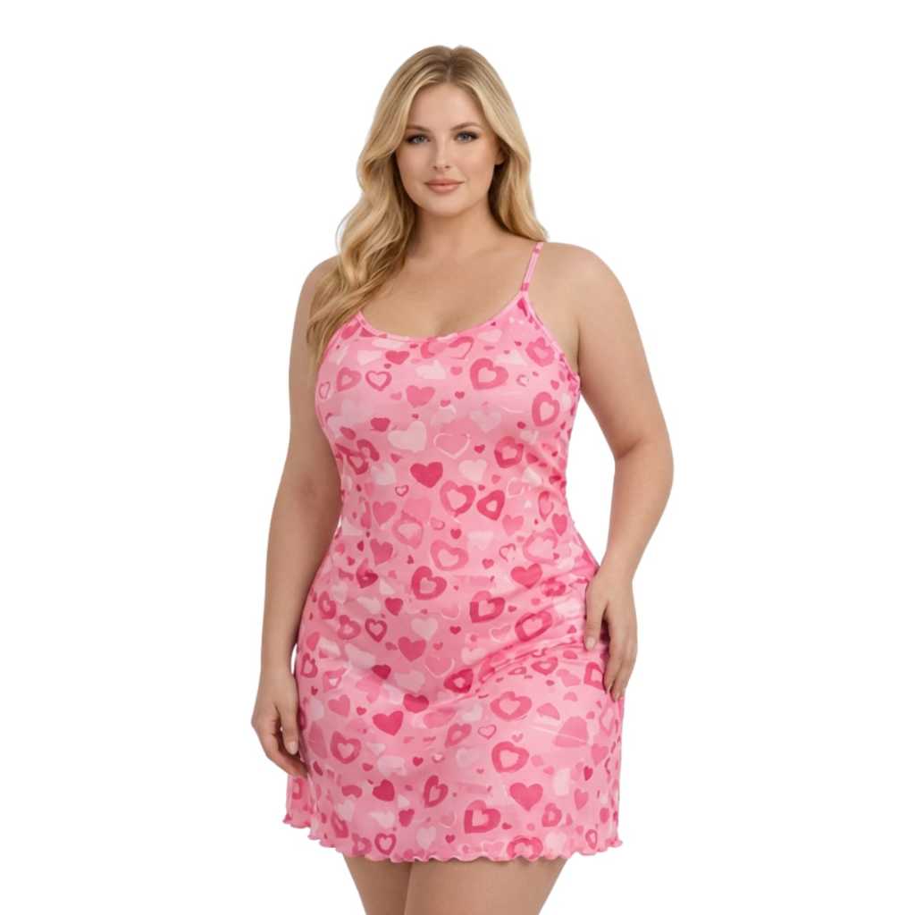 Camisola Femenina de Alcinha Plus Size Camisola Alcinha Plus Size Estampado Malha Suede Premim