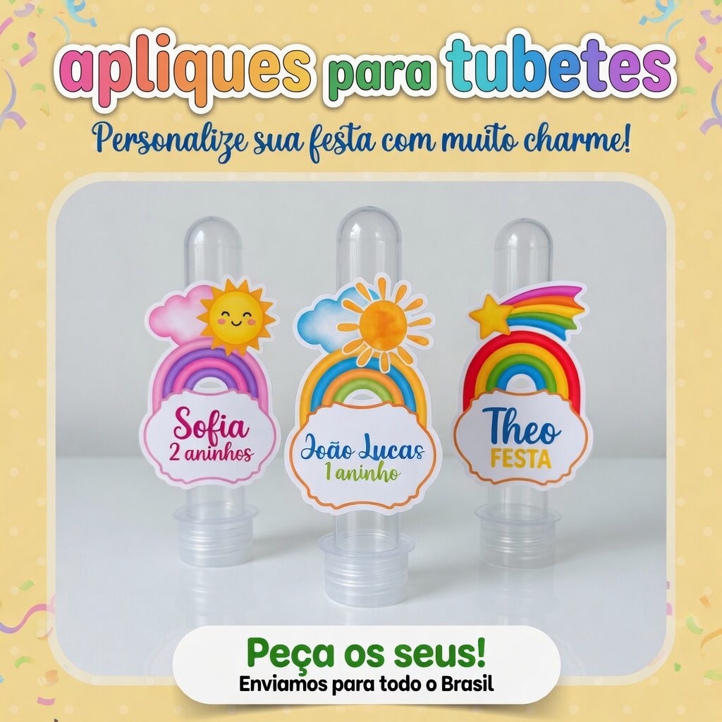 Apliques tubete 13 cm - festa infantil - lembrancinhas  personalizadas -  Apliques personalizados em qualquer tema