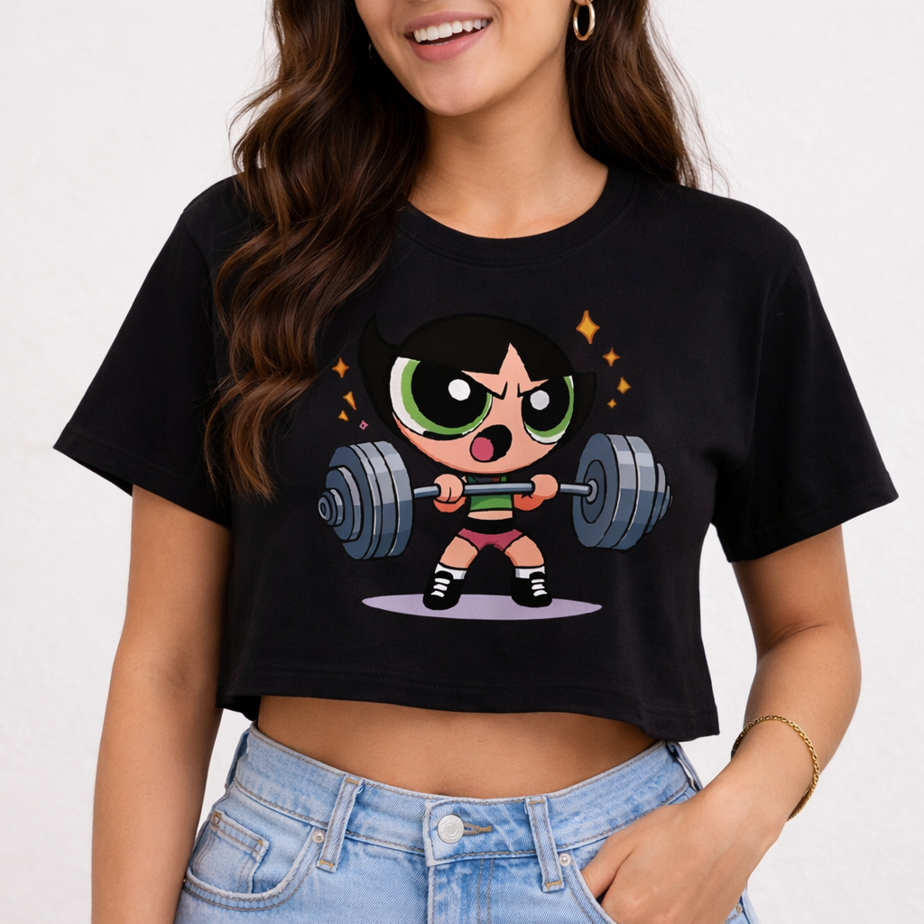 Cropped Feminino Camiseta Super Poderosas Blusinha Tecido Premium Academia Dia a Dia