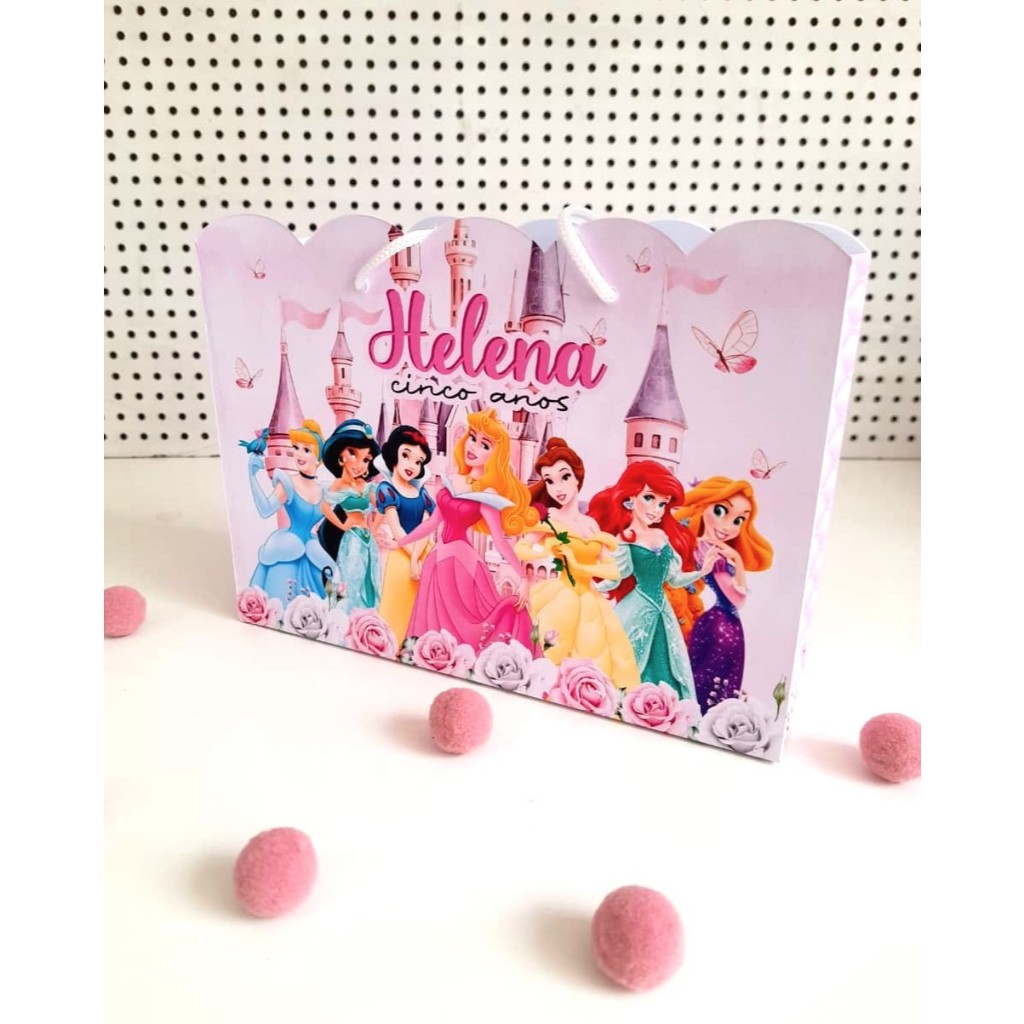 Sacolinha personalizada PRINCESAS pegue e monte lembrancinha personalizada de aniversario PRINCESAS