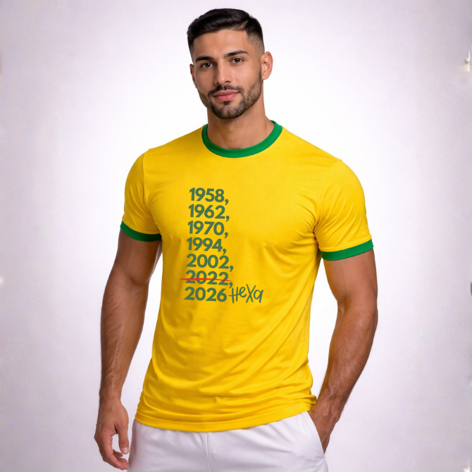 Camiseta Futebol Brasil Copa Do Mundo Unissex Camisa T-Shirt Feminina e Masculina Envio Imediato