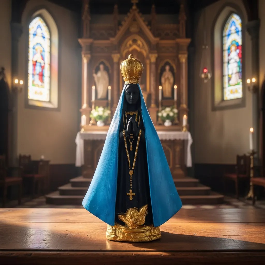 Nossa Senhora Imagem 20cm Manto Azul Aparecida Gesso Direto da Basilica Aparecida Católica