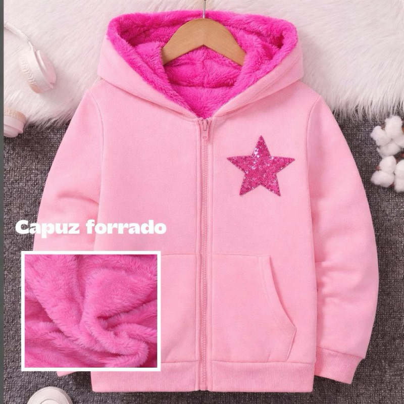 Blusa de Moletom Juvenil Feminina Flanelado lindo Peluciado Quentinho Inverno Confortável Tamanho Grande 2 ao 14 Anos